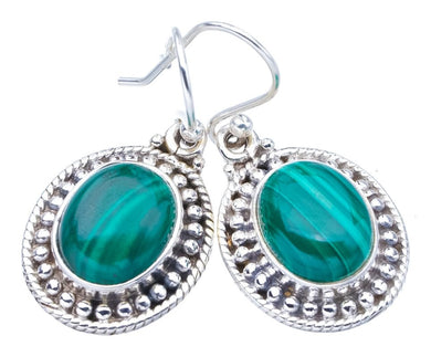 StarGems® Natural Malachite Handmade 925 Sterling Silver Earrings 1.25