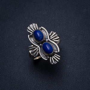 StarGems® Natural Lapis Lazuli Handmade Unique 925 Sterling Silver Ring, US Size 6.75 T6213