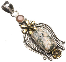 StarGems  Natural Two Tones Ocean Jasper and Agate Handmade 925 Sterling Silver Pendant 2" T2262