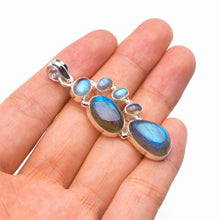 StarGems® Natural Blue Fire Labradorite Handmade 925 Sterling Silver Pendant 2" D5658