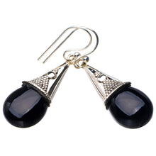 StarGems  Natural Black Onyx Handmade 925 Sterling Silver Earrings 1.5" D6969