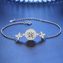 StarGems® 1ct Moissanite 925 Silver Platinum Plated Zirconia Butterfly Surrounded Adjustable Bracelet B4707