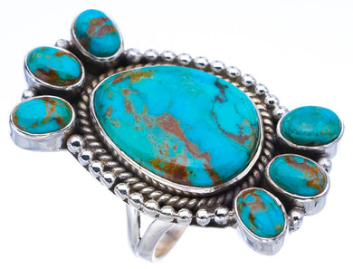 StarGems® Natural Turquoise Handmade 925 Sterling Silver Ring 8.5 F0471