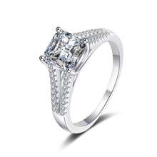 StarGems® Asscher Cut Four Prong 2ct Moissanite 925 Silver Platinum Plated Ring RX002