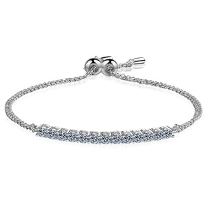 StarGems® Minimalism 1.3cttw Moissanite 925 Sterling Silver Platinum Plated Adjustable Bracelet For Women BX032