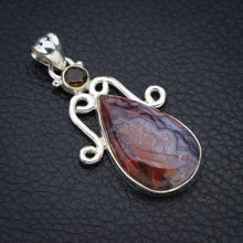 StarGems  Natural Crazy Lace Agate Smoky QuartzHandmade 925 Sterling Silver Pendant 1.75" F4436