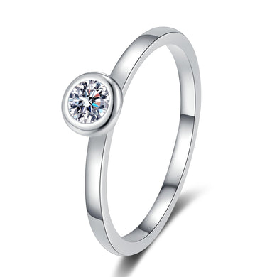 StarGems® Simplism 0.3ct Moissanite 925 Silver Platinum Plated Ring RX053