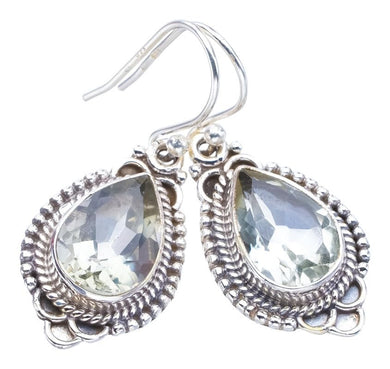 StarGems  Natural Green Amethyst Handmade 925 Sterling Silver Earrings 1.5