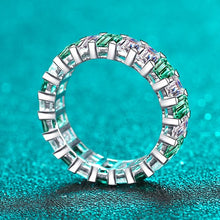 StarGems  Emerald Cut White&Green 10.5ct Moissanite 925 Silver Platinum Plated Ring RX052