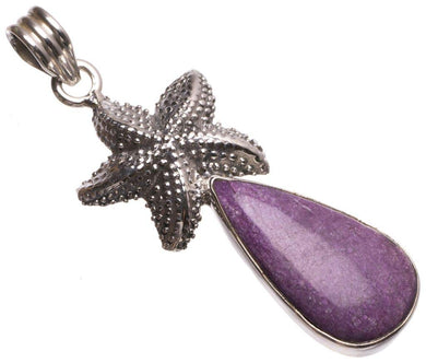 StarGems  Natural Charoite Handmade Mexican Starfish Shape 925 Sterling Silver Pendant 2