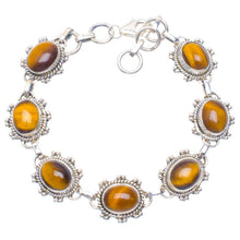 StarGems  Natural Tiger Eye Handmade Unique 925 Sterling Silver Bracelet 7-8" A3097