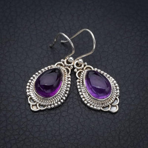 StarGems® Natural Amethyst Handmade 925 Sterling Silver Earrings 1.5" F5620