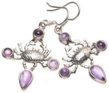 StarGems  Natural Amethyst Handmade Unique Crab Shape 925 Sterling Silver Earrings 1 3/4" T3208