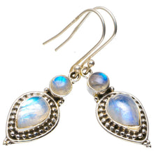 StarGems  Natural Rainbow Moonstone Handmade Unique 925 Sterling Silver Earrings 1.75" A2519