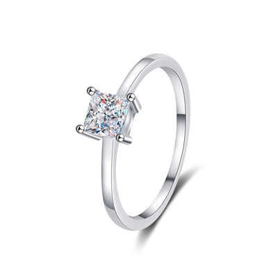 StarGems® Princess Cut 0.6ct Moissanite 925 Silver Platinum Plated Ring RX073