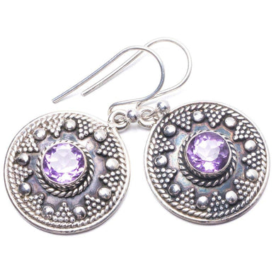 StarGems  Natural Amethyst Handmade Unique 925 Sterling Silver Earrings 1.25