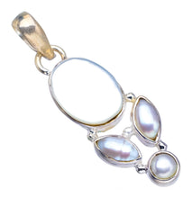 StarGems® Natural Mother of Pearl and River Pearl Punk Style 925 Sterling Silver Pendant 1 1/2" S1160