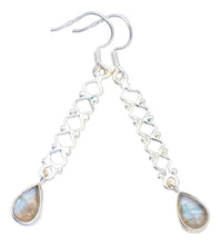 StarGems  Natural Blue Fire Labradorite Punk Style 925 Sterling Silver Earrings 2" S1464