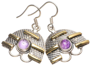 StarGems® Natural Two Tones Amethyst Handmade Unique 925 Sterling Silver Earrings 1 1/4" T4573