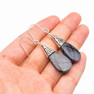 StarGems  Natural Picasso Jasper Handmade 925 Sterling Silver Earrings 2" D4002