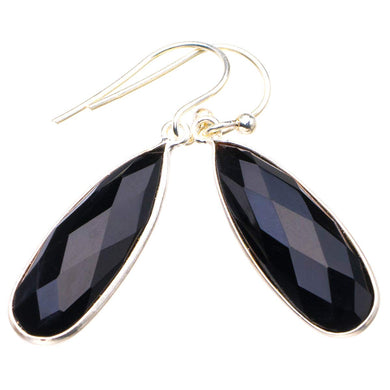 StarGems® Natural Black Onyx Handmade 925 Sterling Silver Earrings 1.5