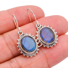 StarGems  Natural Labradorite Handmade 925 Sterling Silver Earrings 1.25" F5779