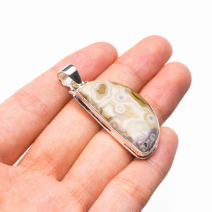 StarGems® Natural Crazy Lace Agate Handmade 925 Sterling Silver Pendant 2" D5941