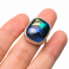 StarGems  Natural Rainbow Dichroic Glass Handmade 925 Sterling Silver Ring 5.25 D4796