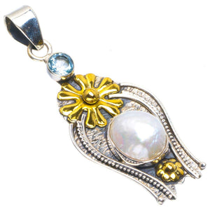 StarGems® Natural Two Tones Biwa Pearl Handmade Unique 925 Sterling Silver Pendant 2" B3184