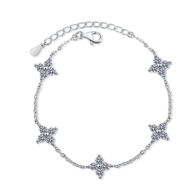 StarGems® Stars 2cttw Moissanite 925 Sterling Silver Platinum Plated Adjustable Bracelet For Women BX031