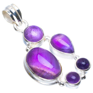 StarGems  Natural Amethyst Handmade Unique 925 Sterling Silver Pendant 1.5" B3108