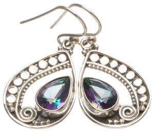 StarGems  Natural Mystical Topaz Handmade Vintage 925 Sterling Silver Earrings 1 1/4" T4405