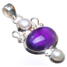 StarGems  Natural Amethyst And River Pearl Handmade 925 Sterling Silver Pendant 1.75" D1682