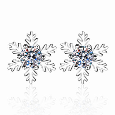 StarGems® Snowflakes 1ct×2 Moissanite 925 Silver Platinum Plated Stud Earrings EX026