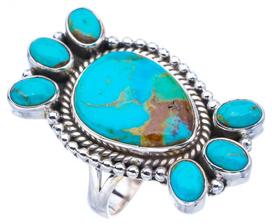 StarGems  Natural Turquoise Handmade 925 Sterling Silver Ring 9.25 F0438