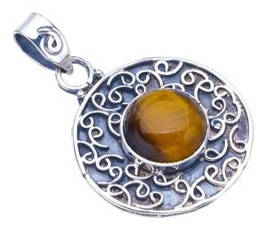 StarGems® Natural Tiger Eye Handmade 925 Sterling Silver Pendant 1.25" F3903