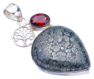 StarGems  Natural Apache Parmyorite Garnet TreeHandmade 925 Sterling Silver Pendant 1.75