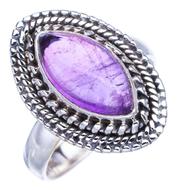 StarGems  Natural Amethyst Handmade 925 Sterling Silver Ring 7.25 F2862