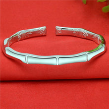 StarGems  Opening Bamboo-shaped Handmade 999 Sterling Silver Bangle Cuff Bracelet For Women Cb0124