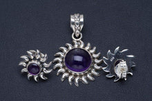 StarGems  Natural Amethyst Handmade Unique 925 Sterling Silver Jewelry Set Pendant 1.5" Studs 0.5" A3751