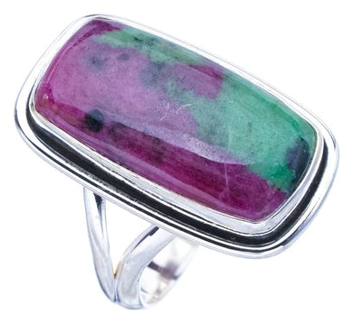 StarGems® Natural Ruby Zoisite Handmade 925 Sterling Silver Ring 9 F1360