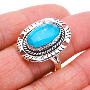 StarGems  Natural Turquoise Pigeon Wings Handmade 925 Sterling Silver Ring 9 F0485