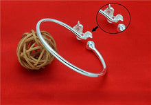 StarGems  Opening Fox&beads Handmade 999 Sterling Silver Bangle Cuff Bracelet For Women Cb0125