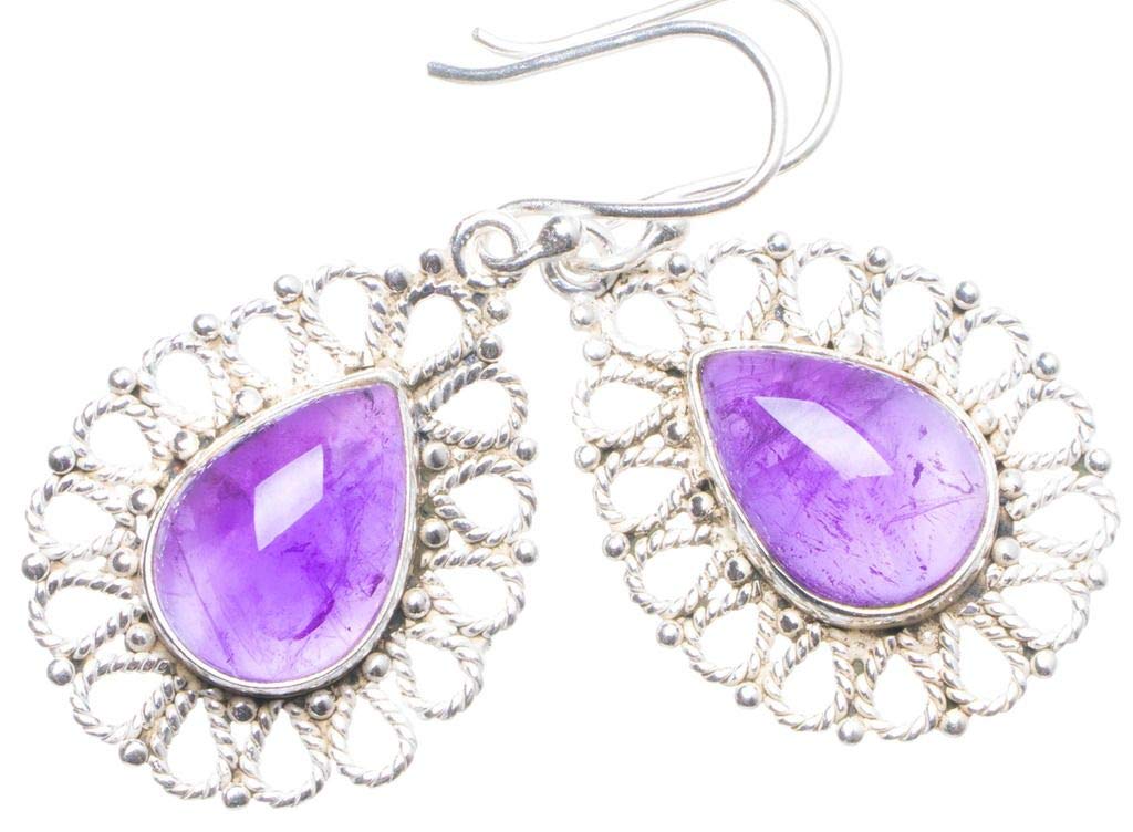 StarGems® Natural Amethyst Handmade Unique 925 Sterling Silver Earrings 1.5