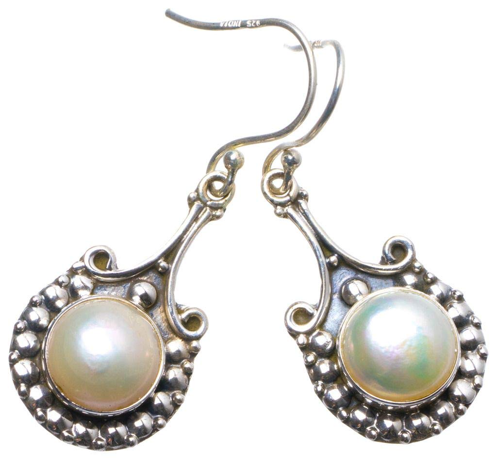 StarGems® Natural River Pearl Handmade Unique 925 Sterling Silver Earrings 1.75