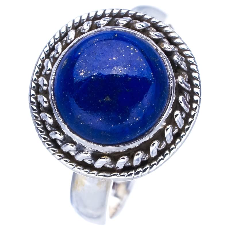 StarGems® Natural Lapis Lazuli Handmade 925 Sterling Silver Ring 8 F0046