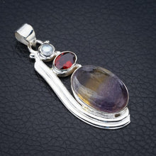 StarGems  Natural Fluorite Garnet And River Pearl Handmade 925 Sterling Silver Pendant 2" F4584