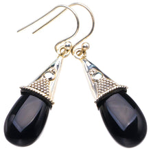 StarGems  Natural Black Onyx Handmade 925 Sterling Silver Earrings 1.75" D3902