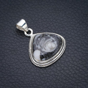 StarGems  Natural Pinolith Jasper Handmade 925 Sterling Silver Pendant 1.25" F4540