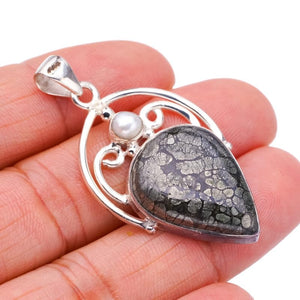 StarGems  Natural Apache Parmyorite River Pearl Handmade 925 Sterling Silver Pendant 1.75" F3613